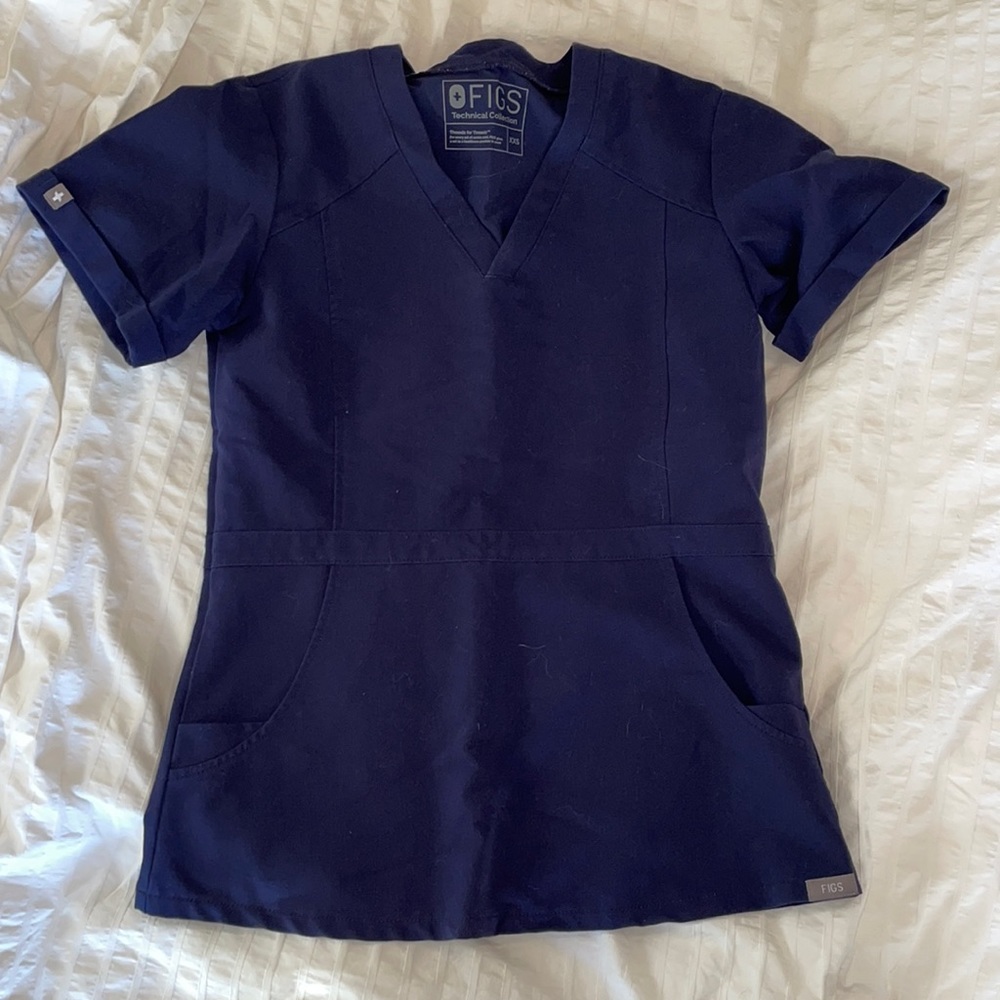 XXS figs navy blue top peplum “Flores”